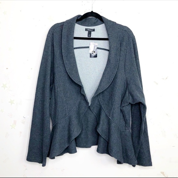 𝅺Torrid gray military ruffle blazer - Picture 2 of 16